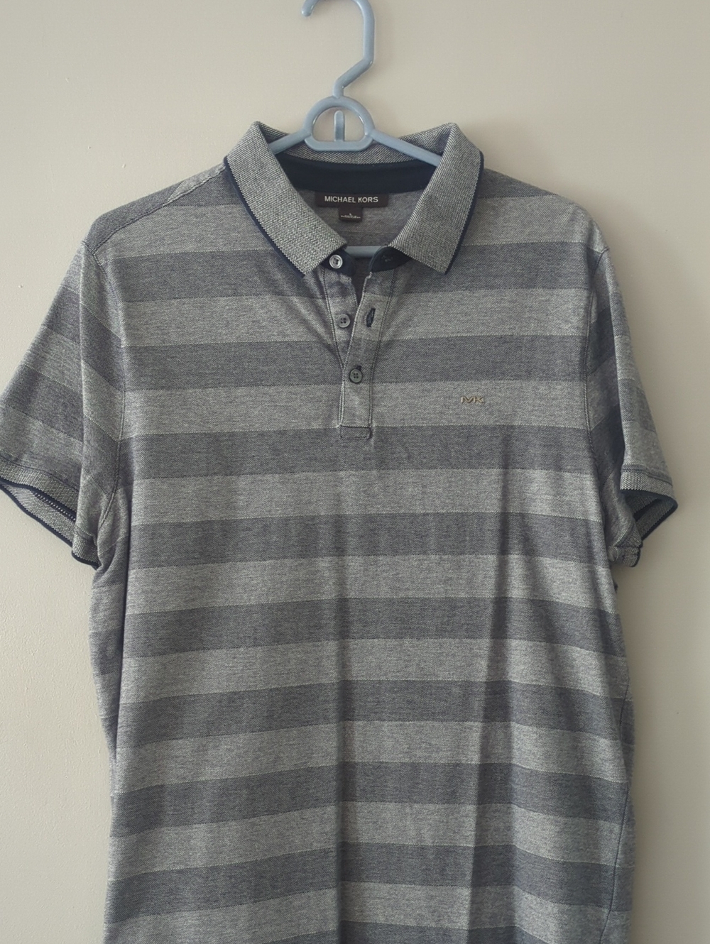 Michael Kors Gray & Charcoal Striped Polo